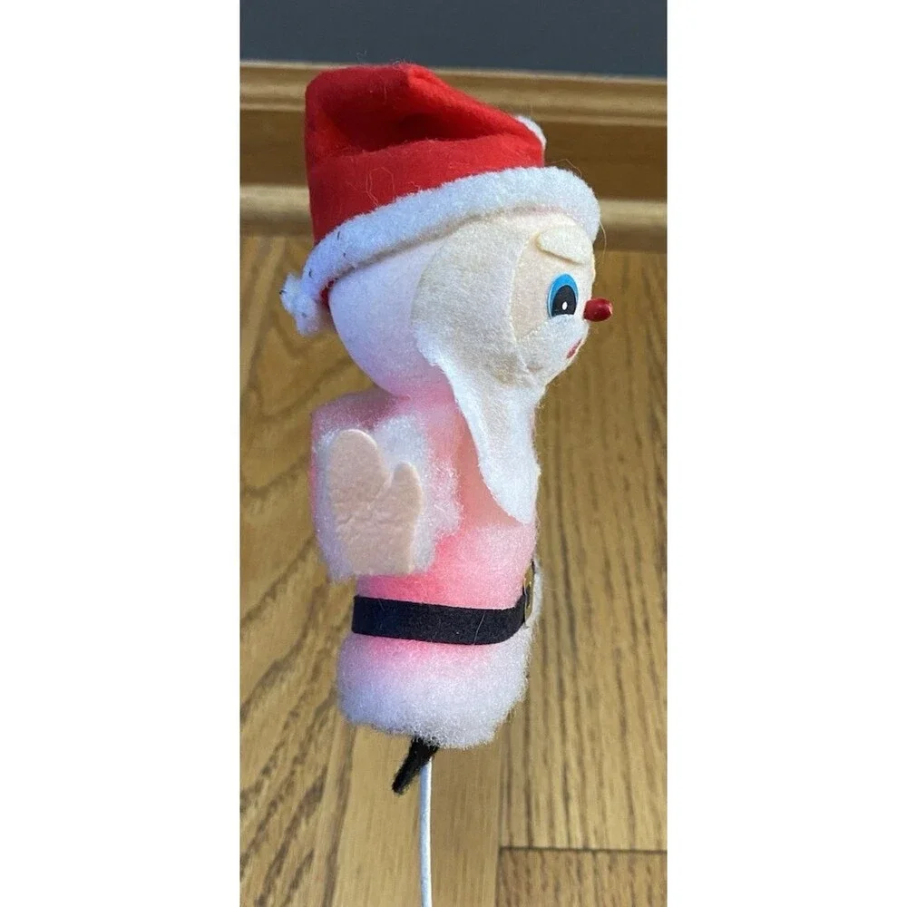Vintage Christmas Flocked Felt Santa Claus Figure Tree Ornament 5